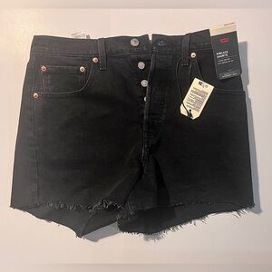 Levi's Black Ribcage Button-Fly Denim Cutoff Shorts